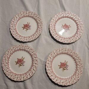 VTG Lot Of 4 Johnson Bros. Rose Bouquet Pink 6 1/4" Bread Plates Made In England